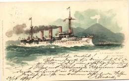 T2 1899 SMS Gefion, Bai Von Neapel, Kaiserliche Marine, Meissner & Buch Marinepostkarten Serie 1000. / SMS... - Non Classés