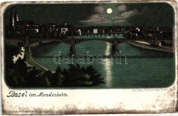 ** T3 Basel Im Mondschein / Night, Gebr. Metz Kunstverlags-Anstalt Litho (EB) - Zonder Classificatie
