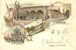 T2 1897 Firenze, Florence; La Loggia, Piazza Della Signoria, Casine, Chiesa Di Santa Croce. Carlo Künzli 879.... - Zonder Classificatie