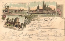 T2/T3 1897 Köln, Cöln, Cologne; Eisenbahnbrücke, Severingthor / Railway Bridge, Gate, Floral,... - Non Classés