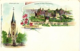 ** T2/T3 Darmstadt, Johanniskirche, Schloss / Floral Litho - Zonder Classificatie