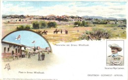 ** T2 Windhoek, Gross-Windhoek; Platz / Square, Governor-Major Leutwein, Deutschen Kolonialhauses No. 15. Litho - Ohne Zuordnung