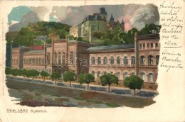 T3 Karlovy Vary, Karlsbad; Kurhaus / Sanatorium, Künstlerpostkarte No. 1579. Von Ottmar Zieher Litho S: Marcks... - Zonder Classificatie