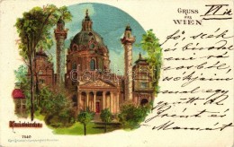 T2 1899 Vienna, Wien, Karlskirche, Karl Stückers Kunstanstalt / Church, Litho S: Rosenberger - Ohne Zuordnung