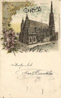 T2 1897 Vienna, Wien; Stefansdom, Kunstanstalt Rosenblatt / Cathedral, Floral Litho - Unclassified