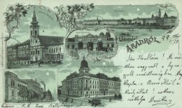 T2 1899 Arad, Maros Part, Minorita Templom, Vár FÅ‘kapuja, Líceum, Lóvasút / River... - Non Classés