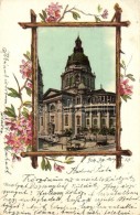 T3 Budapest V. Bazilika, Floral Art Nouveau Litho Keret (kis Szakadás / Small Tear) - Zonder Classificatie