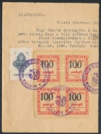 1946 Okmánydarab 1000P Okirati Illetékbélyeggel + 4*100P Szeged Városi Bélyeggel - Sin Clasificación