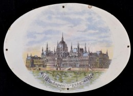 Cca 1910 Parlament, Matricás Mázas Fajansz Plakett, Sérült, Jelzés... - Andere & Zonder Classificatie