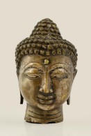 Fém Buddha-fej, Jelzés Nélkül, Kis Lyukakkal / 
Buddha Head, Metal, 15cm - Altri & Non Classificati