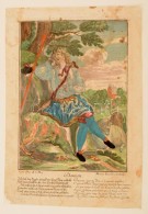 Martin Engelbrecht (cca 1700-1756): Damon, Színezett Metszet, Restaurált, 30x19 Cm - Estampes & Gravures