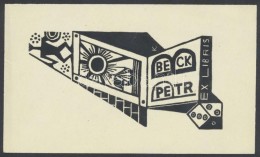 Ladislav J. Kaspar  (?-?) : Ex Libris, Linómetszet, Papír, Dúcon Jelzett, 13x8cm - Andere & Zonder Classificatie