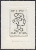 Jörgen Brockdorff-Nielsen (?-?): Ex Libris Klaus Rödel. Rézkarc, Papír, Jelzett, 5×4... - Otros & Sin Clasificación