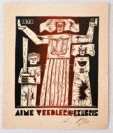 Olvashatatlan Jelzéssel: Ex Libris Aime Veedler.. Színes Fametszet, Papír, Jelzett, / Unknown... - Andere & Zonder Classificatie
