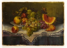 Molnár Jelzéssel:Asztali Gyümölcs Csendélet. Olaj, Vászon, Hibás,... - Andere & Zonder Classificatie