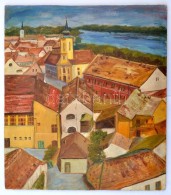 Gavrilovits Sándor (1944-): Szentendre Látképe. Olaj, Farost, Jelzett, 30x27 Cm - Andere & Zonder Classificatie