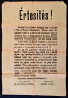 1919 Értesítés Tata és Tóvárosi Takarékpénztár... - Andere & Zonder Classificatie