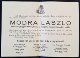 1934 Modra László Budapesti Gyógyszertártulajdonos, Dunapataji Levente Egyesület... - Non Classés