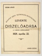 1928 Meghívó és Plakát Levente ünnepség... - Unclassified