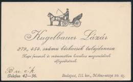 Cca 1910 Bérkocsi Tulajdonos Névjegykártyája, 7x11,5 Cm - Unclassified