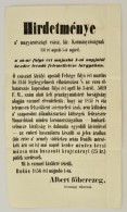 1856 Hirdetmény A Sóár Felemelése Tárgyában. Buda, KétnyelvÅ±... - Non Classés