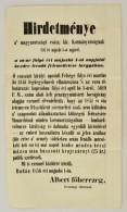 1856 Hirdetmény A Sóár Felemelése Tárgyában. Buda, KétnyelvÅ±... - Zonder Classificatie