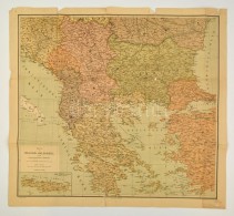 Cca 1917 A Balkán-félsziget Politikai-katonai Térképe, A Bukaresti és... - Andere & Zonder Classificatie