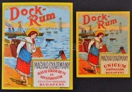 Cca 1940 Dock-Rum Italcímke, 2 Db, Unicum LikÅ‘rgyár, Hazai LikÅ‘r, Rum, és... - Publicités