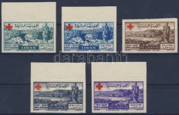 ** 1947 Vöröskereszt Vágott Légiposta Sor / Red Cross Imperforated Airmail Set Mi 377-381 - Andere & Zonder Classificatie