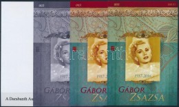 ** 2017 Gábor Zsazsa 4 Db-os Emlékív Garnitúra Azonos Sorszámmal (003) - Autres & Non Classés