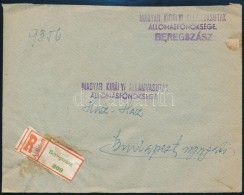 1942 Ajánlott Levél BEREGSZÁSZ Vasúti Bélyegzéssel / Registered Cover... - Autres & Non Classés