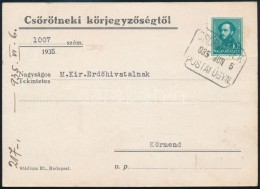 1935 Nyomtatvány CSÖRÖTNEK Postaügynökségi Bélyegzéssel / Printed... - Autres & Non Classés