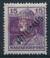 * Debrecen I. 1919 Károly/Köztársaság 15f Piros Felülnyomással, Garancia... - Other & Unclassified