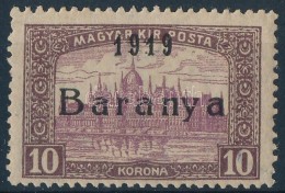 ** Baranya I. 1919 Parlament 10K Antikva Számokkal (44.000) / Mi 34 With Antiqua Numbers. Signed: Bodor... - Otros & Sin Clasificación