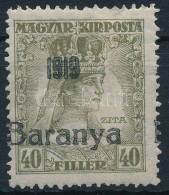 * Baranya I. 1919 Zita 40f Bodor Vizsgálójellel (6.000) (apró Betapadás / Gum... - Other & Unclassified
