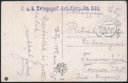 1917 Tábori Posta Képeslap 'K.u.K. Kriegsgef. Arb. Komp. No. 645.' - Andere & Zonder Classificatie