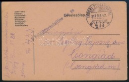 1917 Tábori Posta LevelezÅ‘lap 'K.u.k. Feldjägerbataillon No.28. Post' + 'TP 433 A' - Andere & Zonder Classificatie