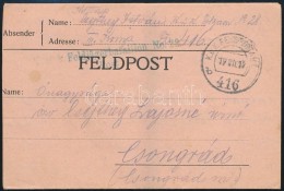 1917 Tábori Posta LevelezÅ‘lap 'K.u.k. Feldjägerbataillon No.28' + 'FP 416 B' - Andere & Zonder Classificatie
