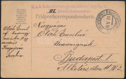 1916 I. Világháborús Tábori Postai LevelezÅ‘lap ,,K.u.k.Infanterieregiment... - Sonstige & Ohne Zuordnung