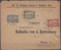 1918. Jul. 9. Légi Levél Bécsbe 1K50f RepülÅ‘ Posta Bélyeggel és 1.80K... - Autres & Non Classés