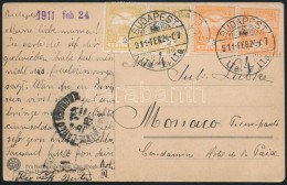 1911 ,,BUDAPEST' - Monaco 2 X 2 + 2 X 3 Turul Bérmentesítéssel - Autres & Non Classés