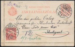 1905 Zárt LevelezÅ‘lap ,,BRASSÓ' - ,,STUTTGART' 10f + 10f - Autres & Non Classés