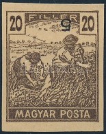 (*) 1919 Magyar Posta 20f Fogazatlan Próbanyomat, A Bélyegképben Fordított ,,5'... - Otros & Sin Clasificación