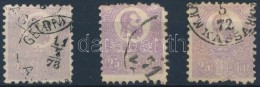 O 1871 3 Db KÅ‘nyomat 25kr Klf Színárnyalatban / 3 X Mi 6 Colour Varieties (foghibák /... - Autres & Non Classés