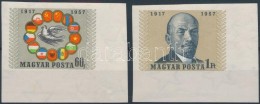 ** 1957 Nagy Októberi Szocialista Forradalom (IV.) ívsarki Vágott Sor (7.000) (kis... - Autres & Non Classés