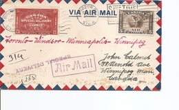 Canada ( Lettre Exprès Par Avion De 1931 De Windsor  Vers Winnipeg à Voir) - Cartas & Documentos