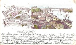 T2/T3 1892 (Vorläufer!) Budapest, Látkép. Floral, Litho (EK) - Sin Clasificación