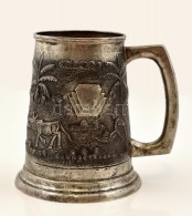 Ezüst (Ag.) Indiai Elefántos Korsó, Jelzett, Poncolt, Nettó: 318 G M:13 Cm / Silver Jar,... - Other & Unclassified