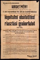 1937 Légiriadó Gyakorlat Hirdetménye. Pécs. Egyetemi Nyomda. Rajta EngedélyezÅ‘... - Otros & Sin Clasificación