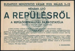 1935 Néhány Szó A RepülésrÅ‘l. A... - Sin Clasificación